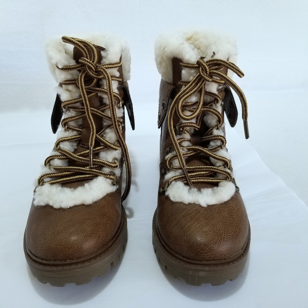 NWT Unionbay Brown Sherpa Ankle Boots Lace_up - Picture 3 of 9